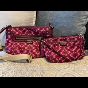 Coach Daisy Signature Crossbody Purse and matching wristlet Purple and Pink